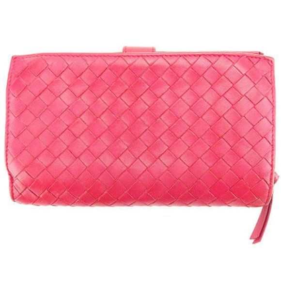 Bottega Veneta Wallet Purse Intrecciato Pink Gold Woman Authentic Used - Picture 3 of 6